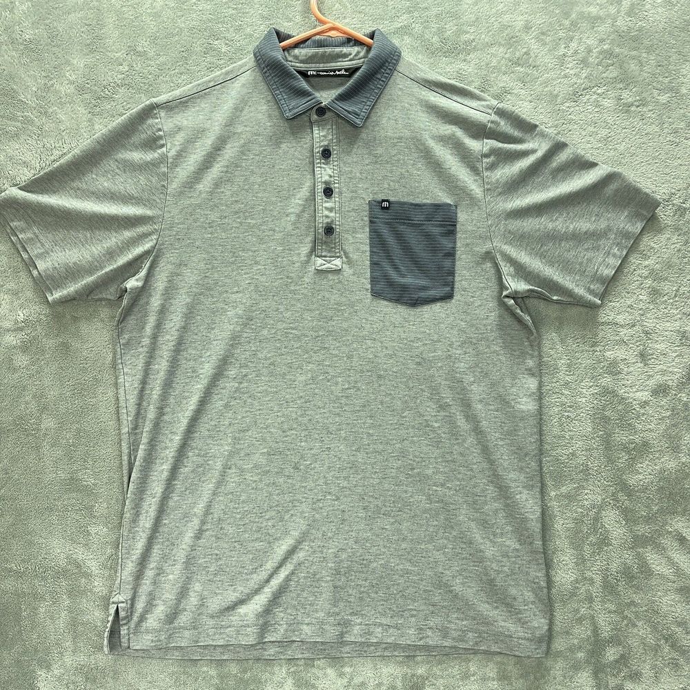 Travis Mathew Golf Polo Shirt Men Medium Gray Heathered Short Sleeve Preppy